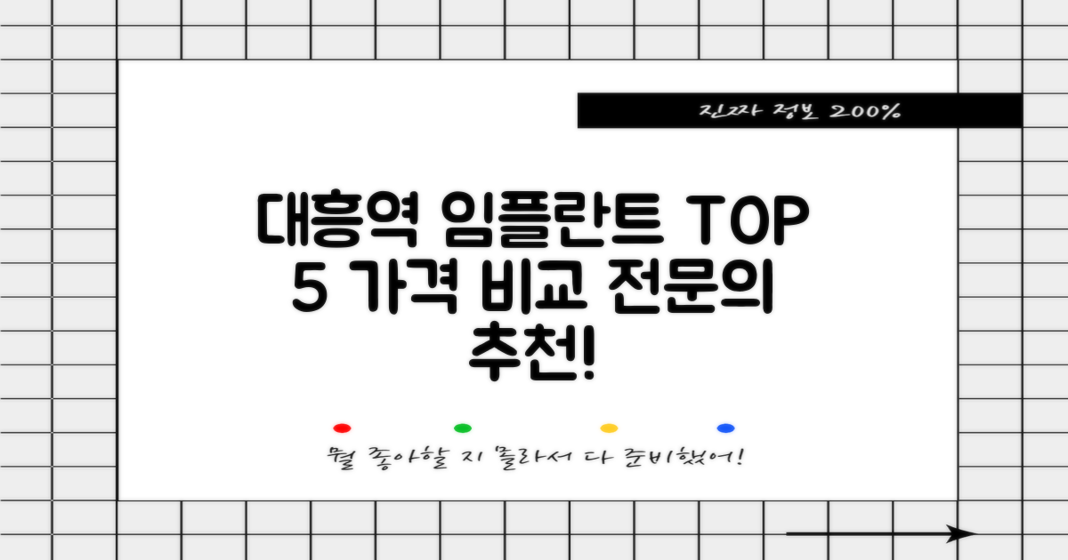 대흥역 임플란트 치과 추천: TOP 5 가격 및 전문의 비교 분석