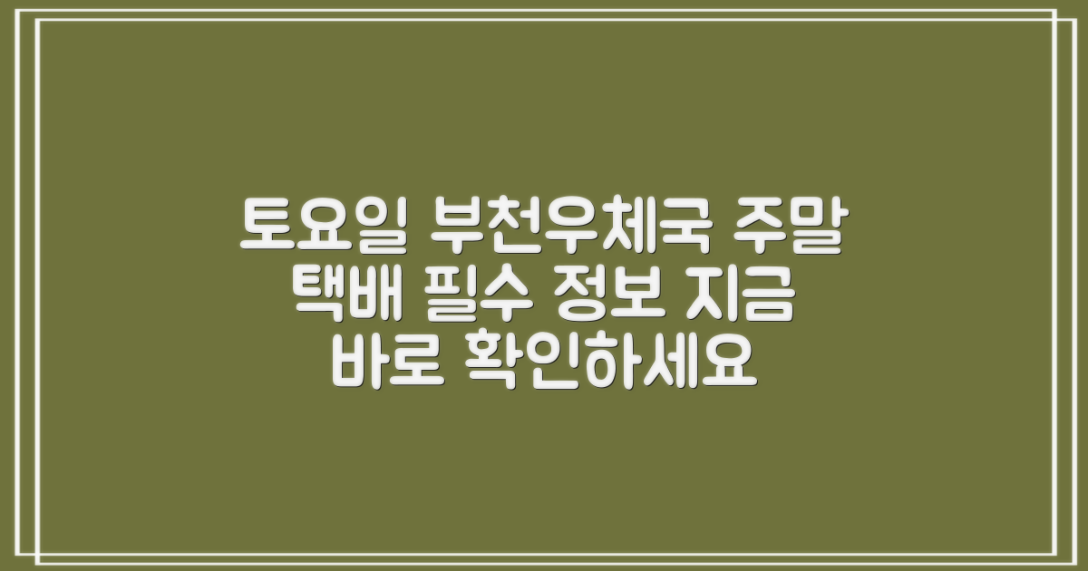 부천우편집중국: 토요일 방문을 위한 완벽 가이드 (영업시간, 전화번호, 택배 조회, 주차, 점심시간 정보 포함)