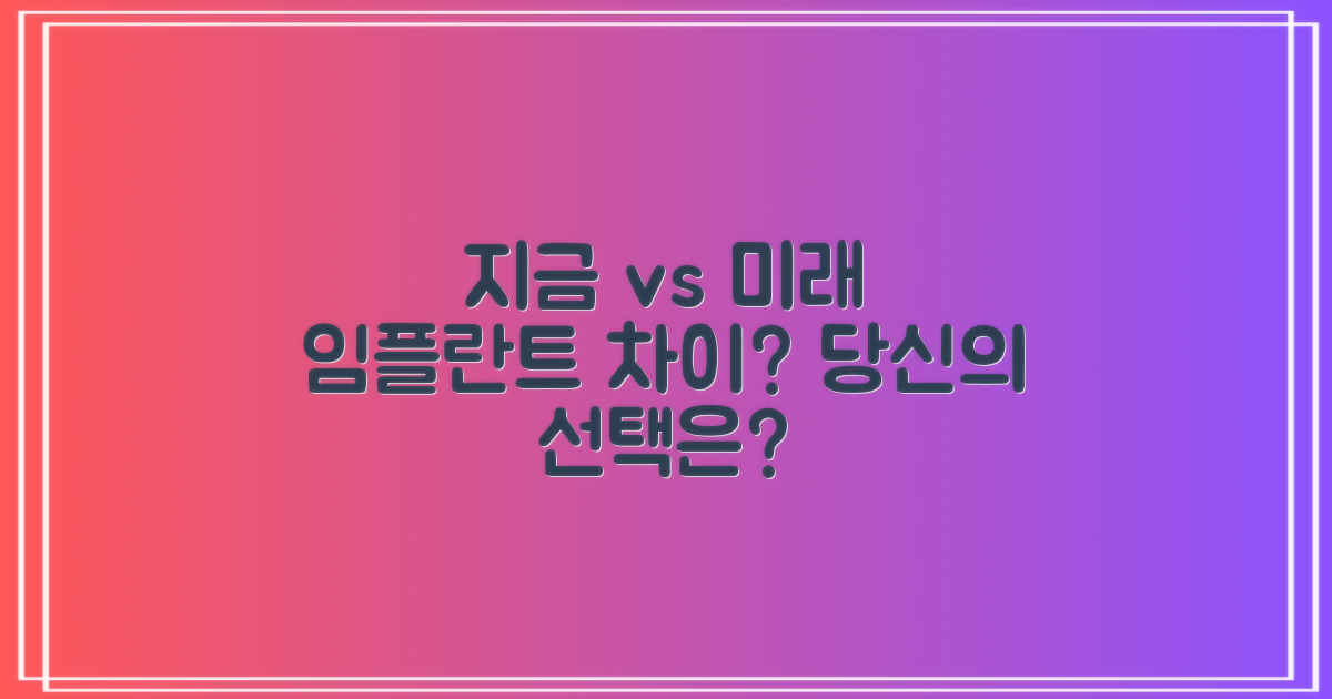 지금 임플란트 vs 미래 임플란트: 당신의 선택은?